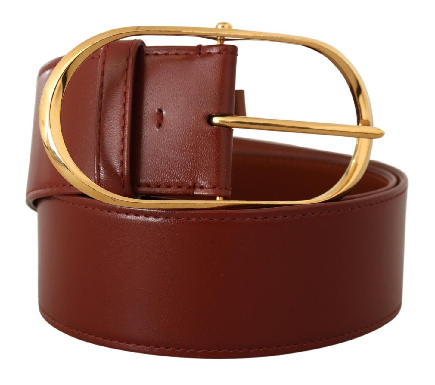 Elegant Leather Belt with Gold Buckle