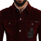 Elegant Burgundy Biker Velvet Jacket