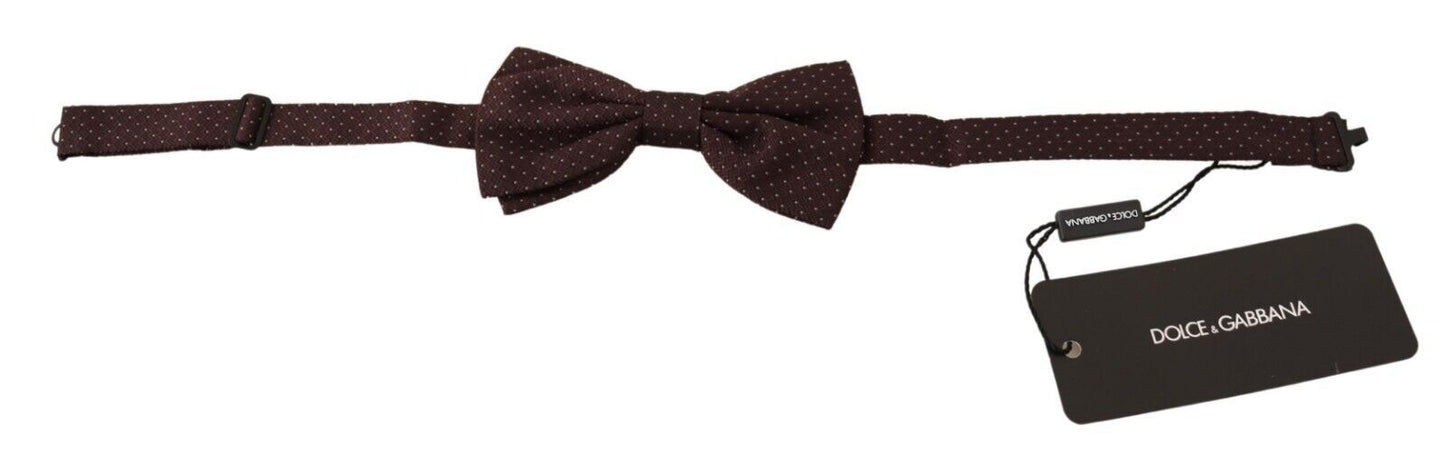 Elegant Brown Dot Pattern Silk Bow Tie