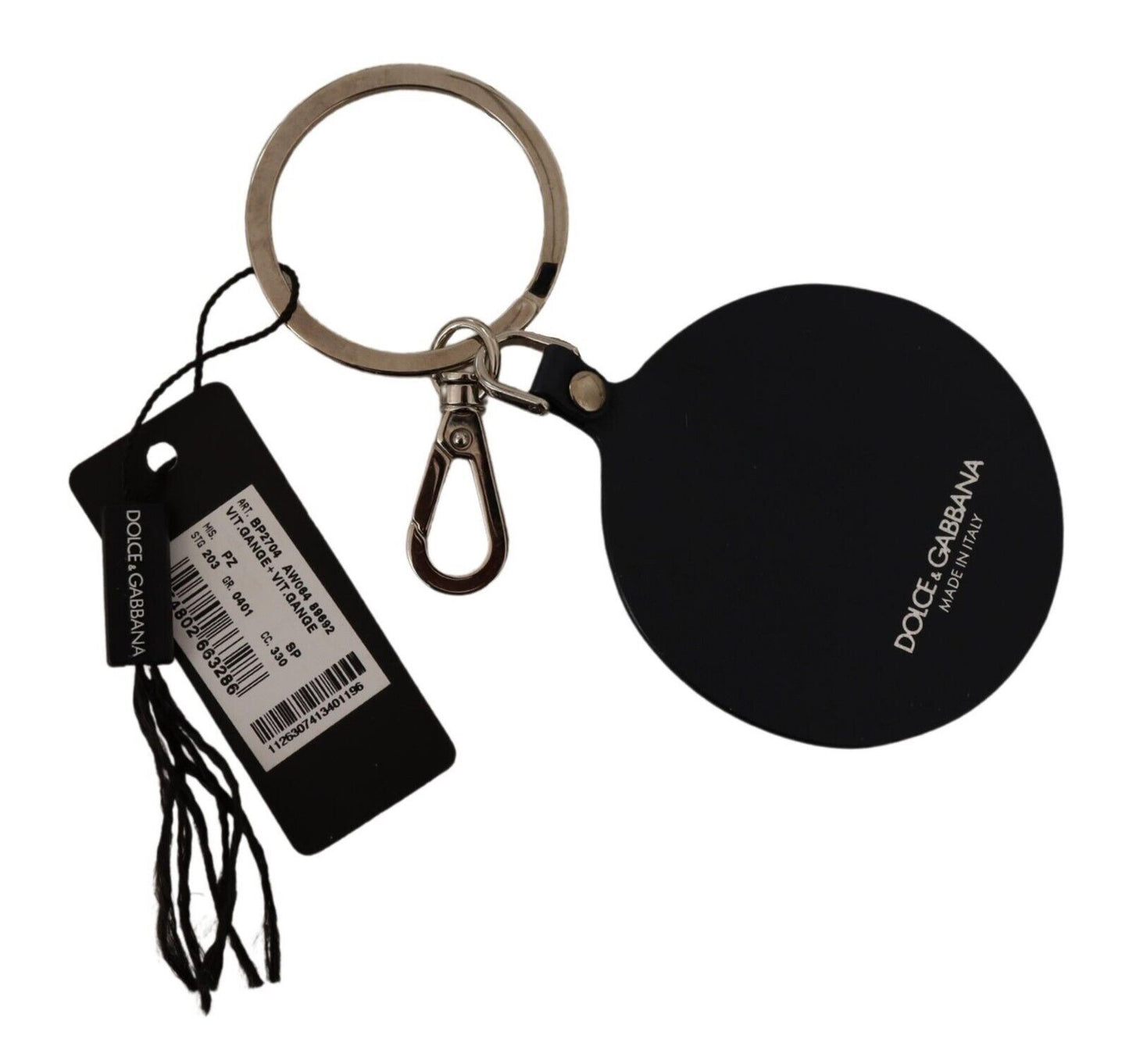 Elegant Black Leather Designer Keychain