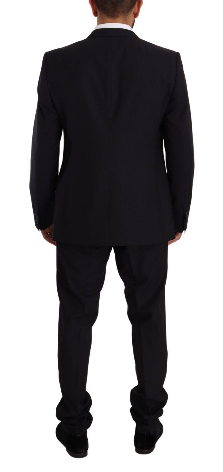 Elegant Navy Slim Fit Wool Silk Two-Piece Suit