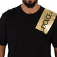 Elegant Black Cotton Tee with Gold Logo