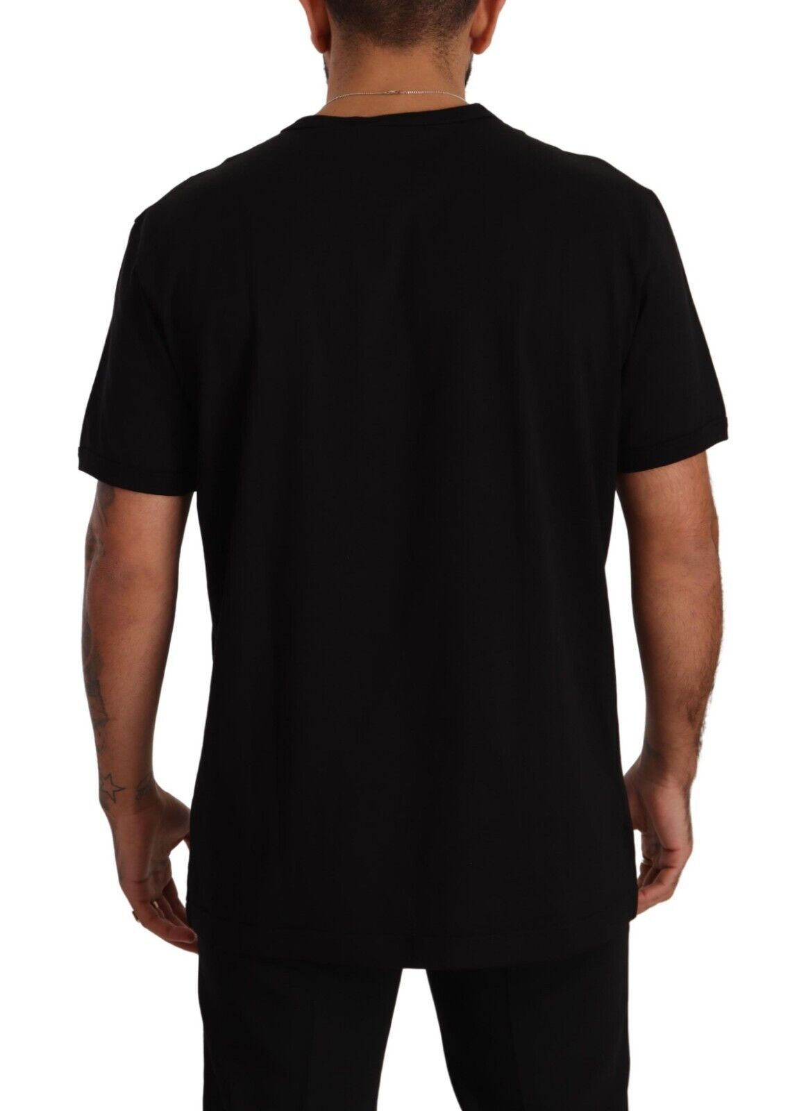 Elegant Black Logo Embroidered Cotton Tee