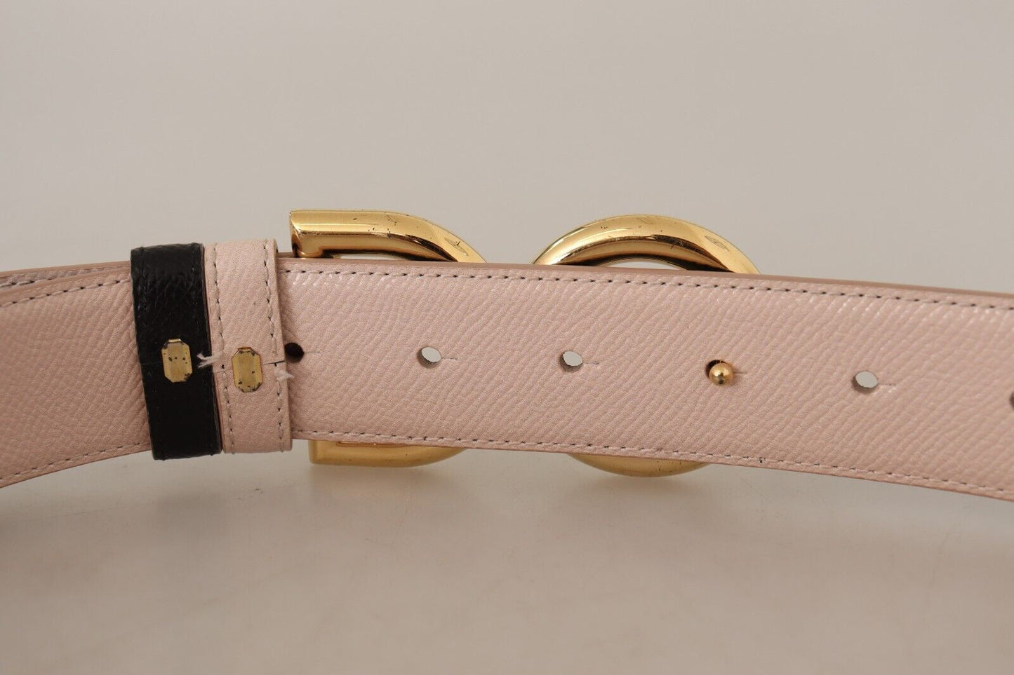 Elegant Dual-Tone Leather Belt with Gold Buckle