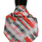 Gray Red Silk Shawl Foulard Wrap  Scarf