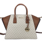 Avril Large Vanilla Signature Leather Top Zip Satchel Crossbody Bag