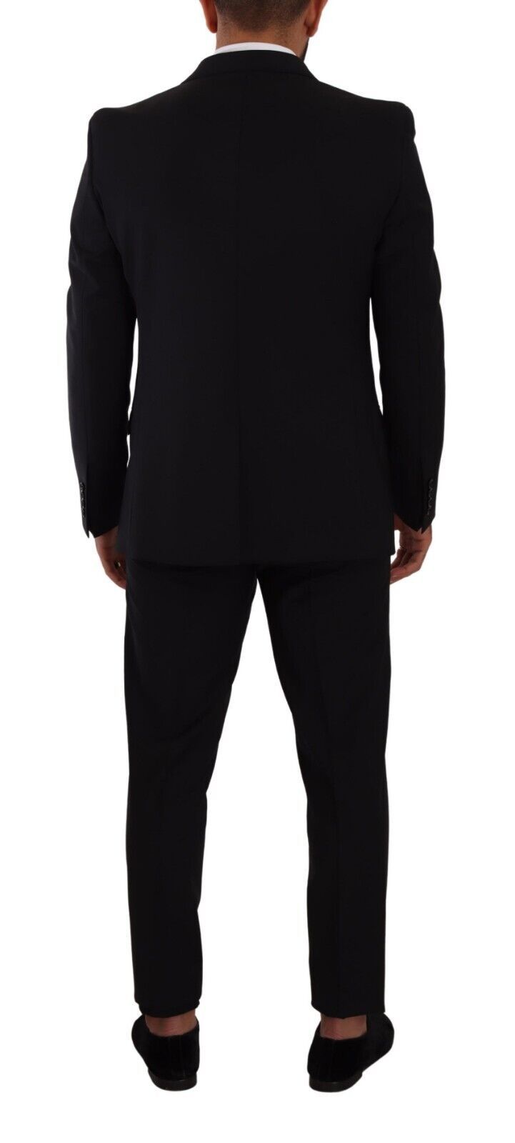 Elegant Black Martini Three-Piece Wool Suit