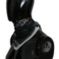 Dark Gray Wool Foulard Branded Scarf