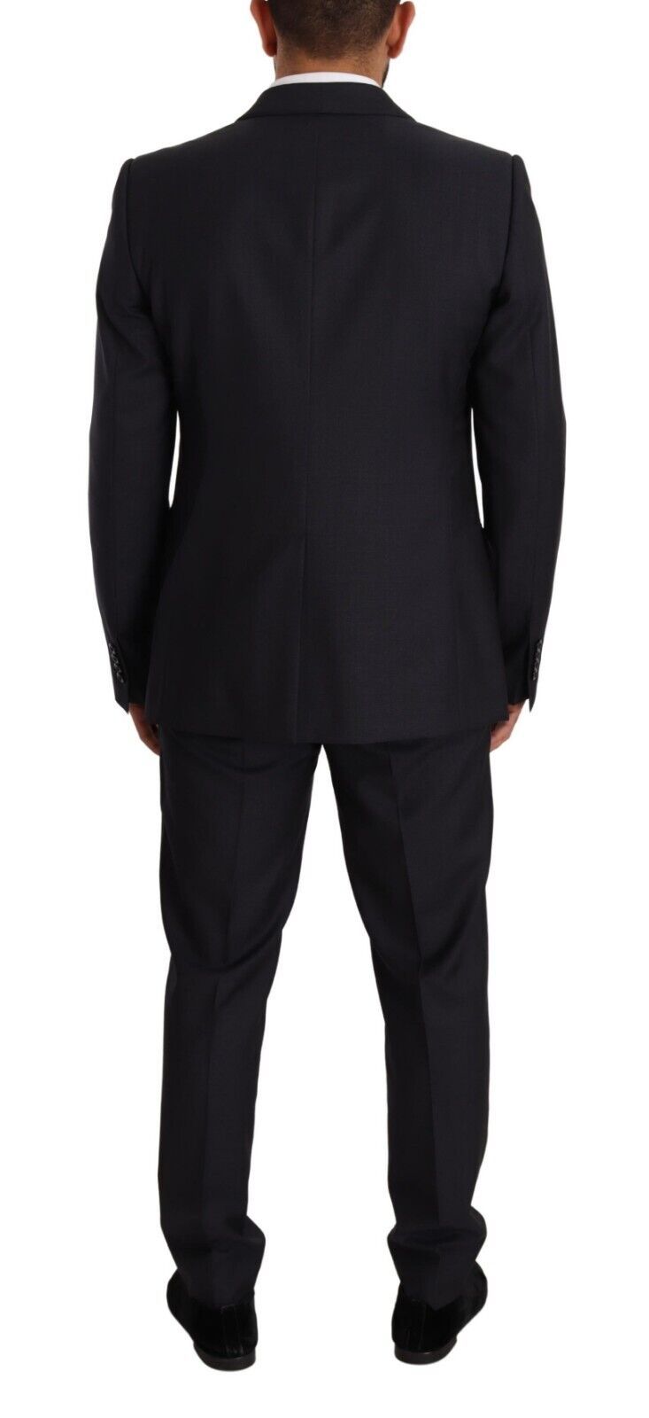 Elegant Navy Blue Wool Silk Men's Martini Suit