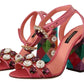 Elegant Pink Crystal Ankle Strap Heels