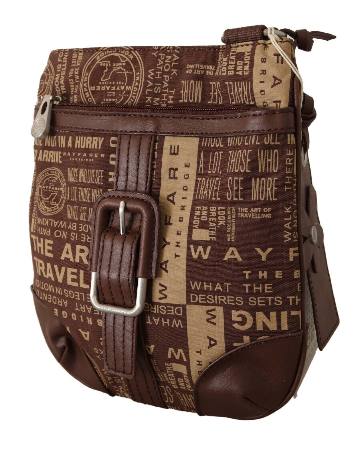 Chic Brown Fabric Crossbody Bag