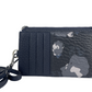 Portuna Visetos Black Floral Camo Leather Card Case Necklace Lanyard Wallet