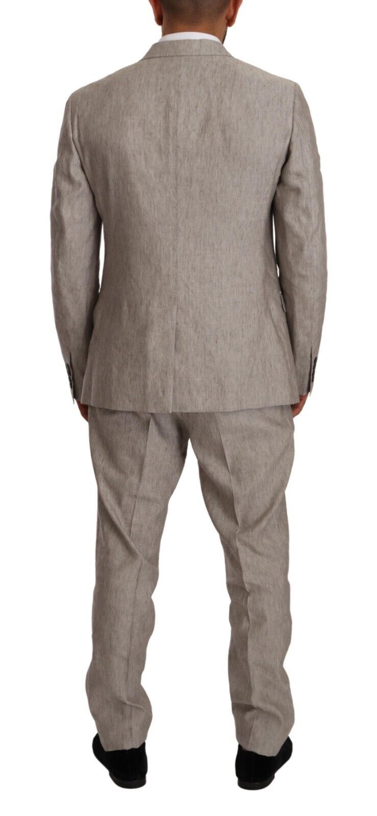 Elegant Gray Linen-Silk Blend Suit