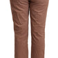 Brown Cotton Tapered Cropped Pants