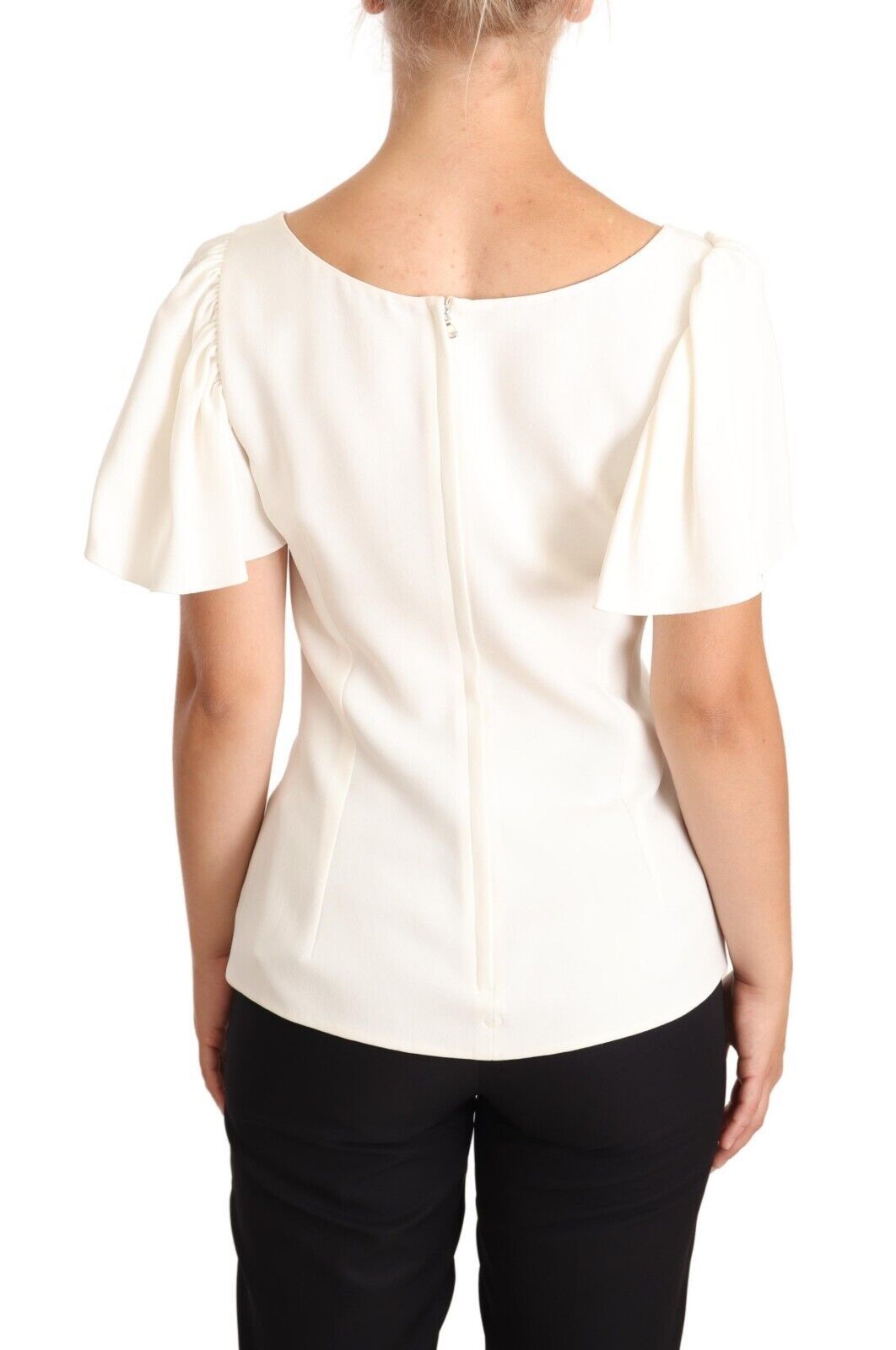 Elegant White Boat Neck Blouse