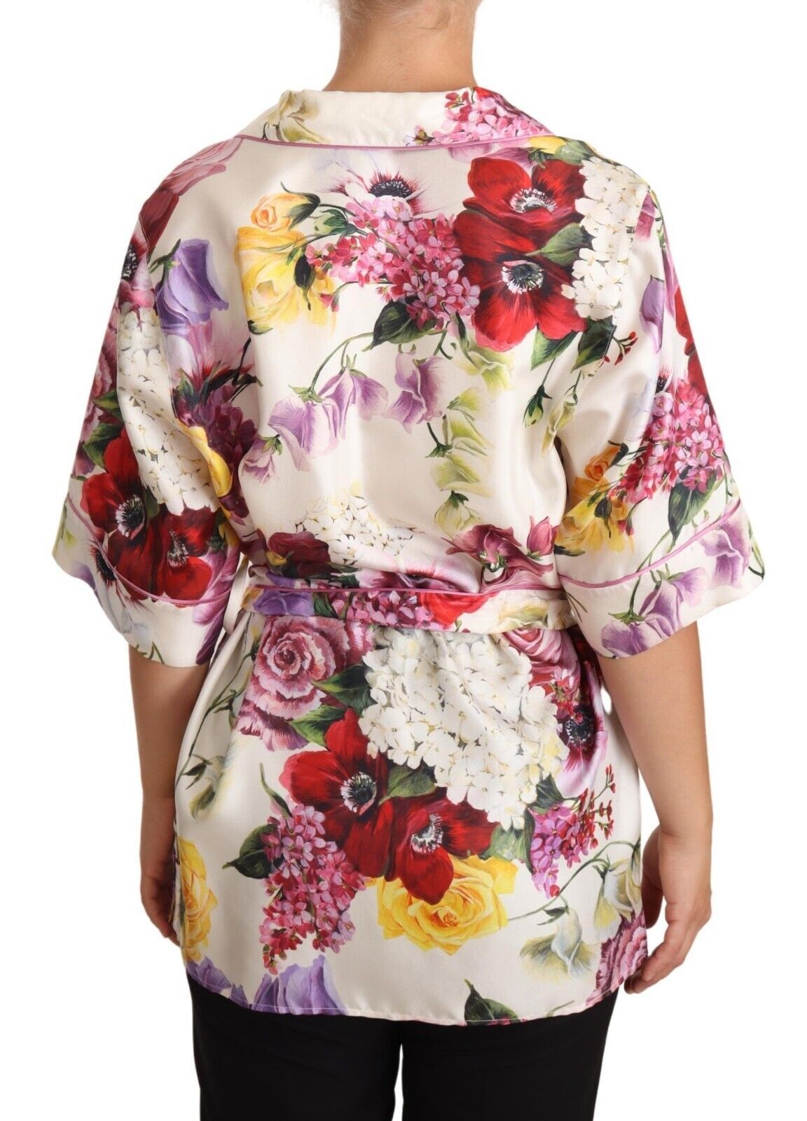 Elegant Silk Floral Pajama-Style Blouse