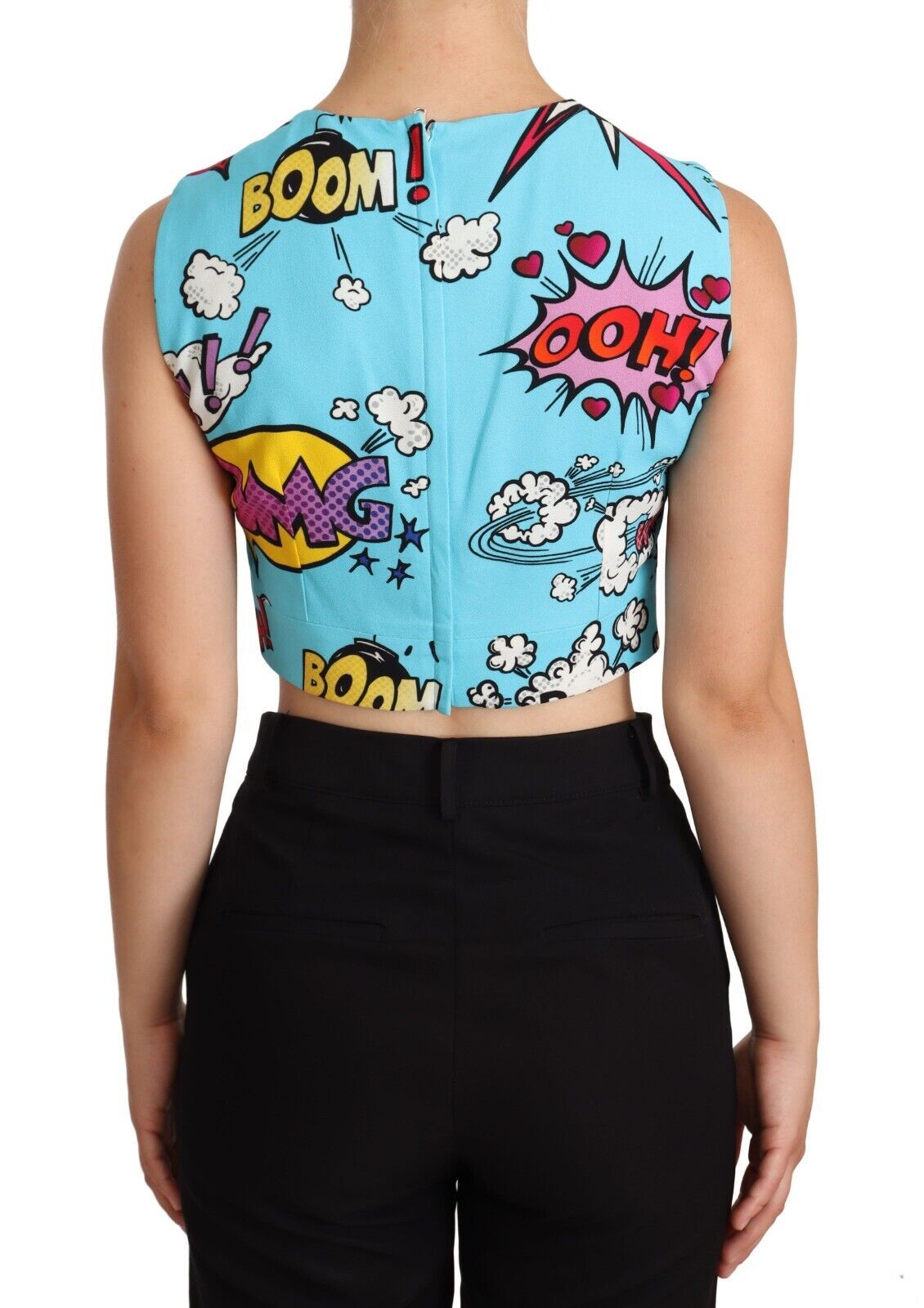 Chic Cartoon Print Cropped Sleeveless Top