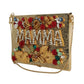Elegant Gold Evening Box Clutch with Red Roses