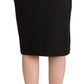 Black Straight Pencil Cut Knee Length Skirt