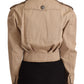 Beige Cropped Fitted Cotton Coat Jacket