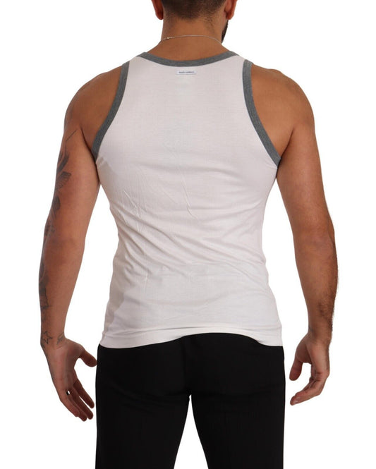 Elegant White Silk-Blend Tank Top T-Shirt