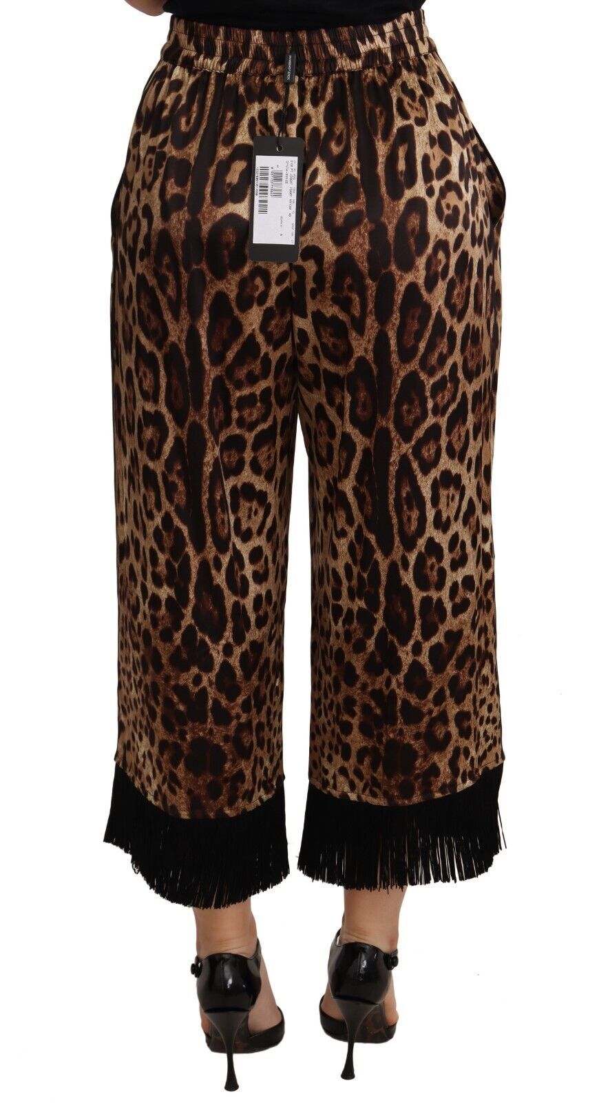 Elegant Leopard Print Cropped Pants