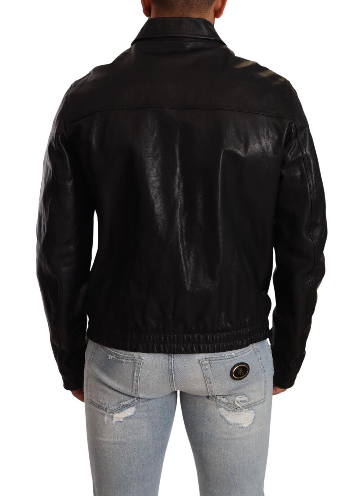 Elegant Black Bomber Leather Jacket