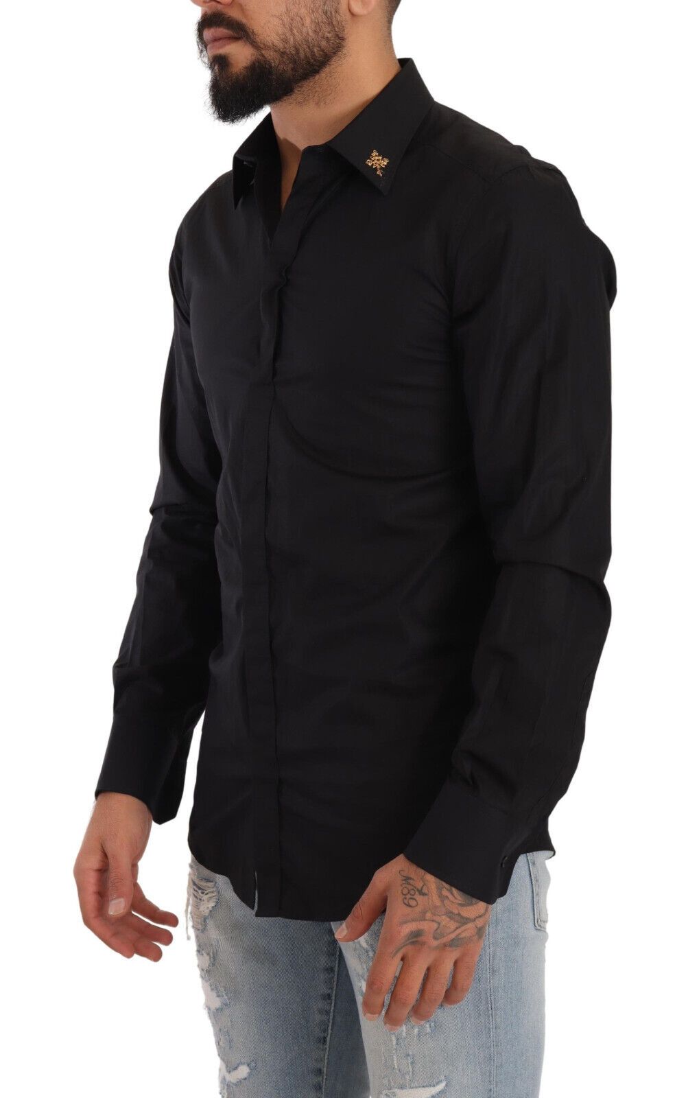 Opulent Slim Fit Black Cotton Shirt