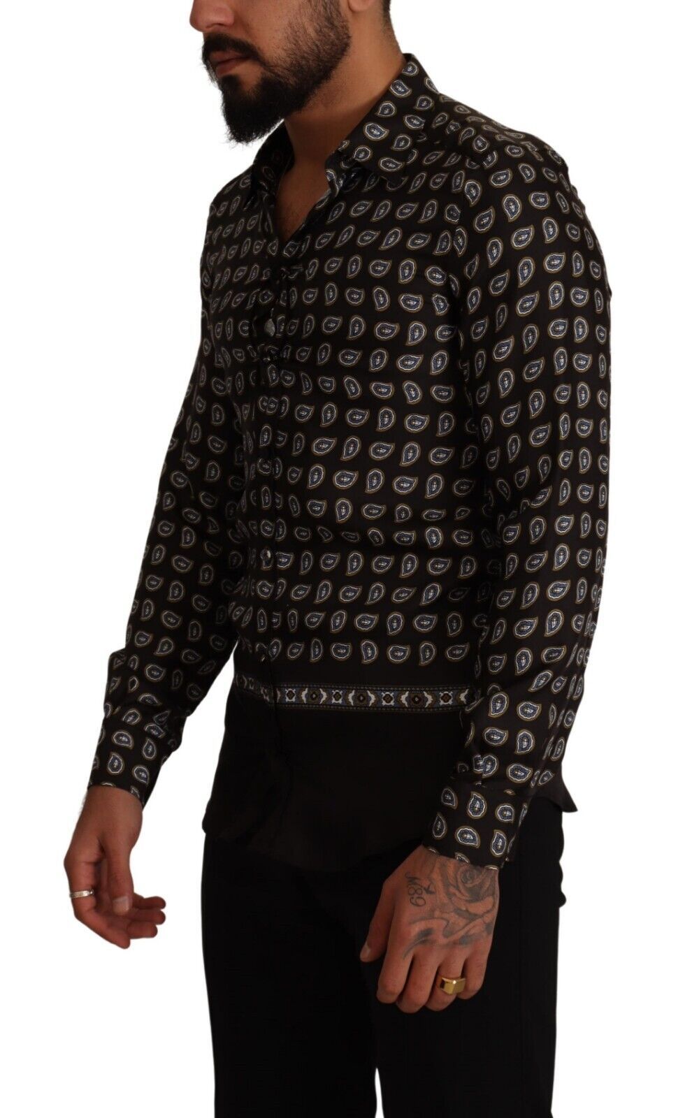 Elegant Silk Patterned Dress Shirt