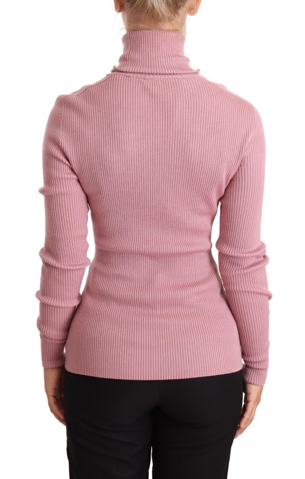 Elegant Pink Turtleneck Virgin Wool Sweater