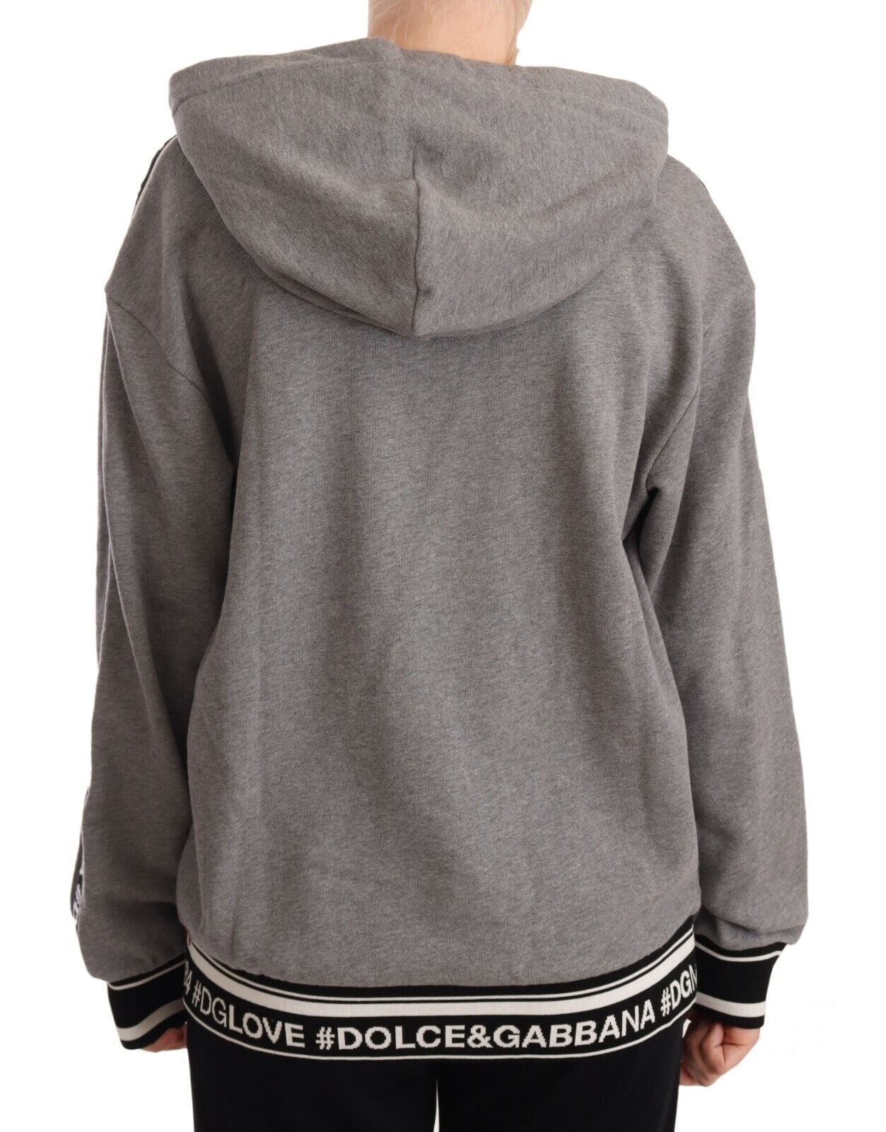 Chic Hashtag Print Gray Cotton Hoodie