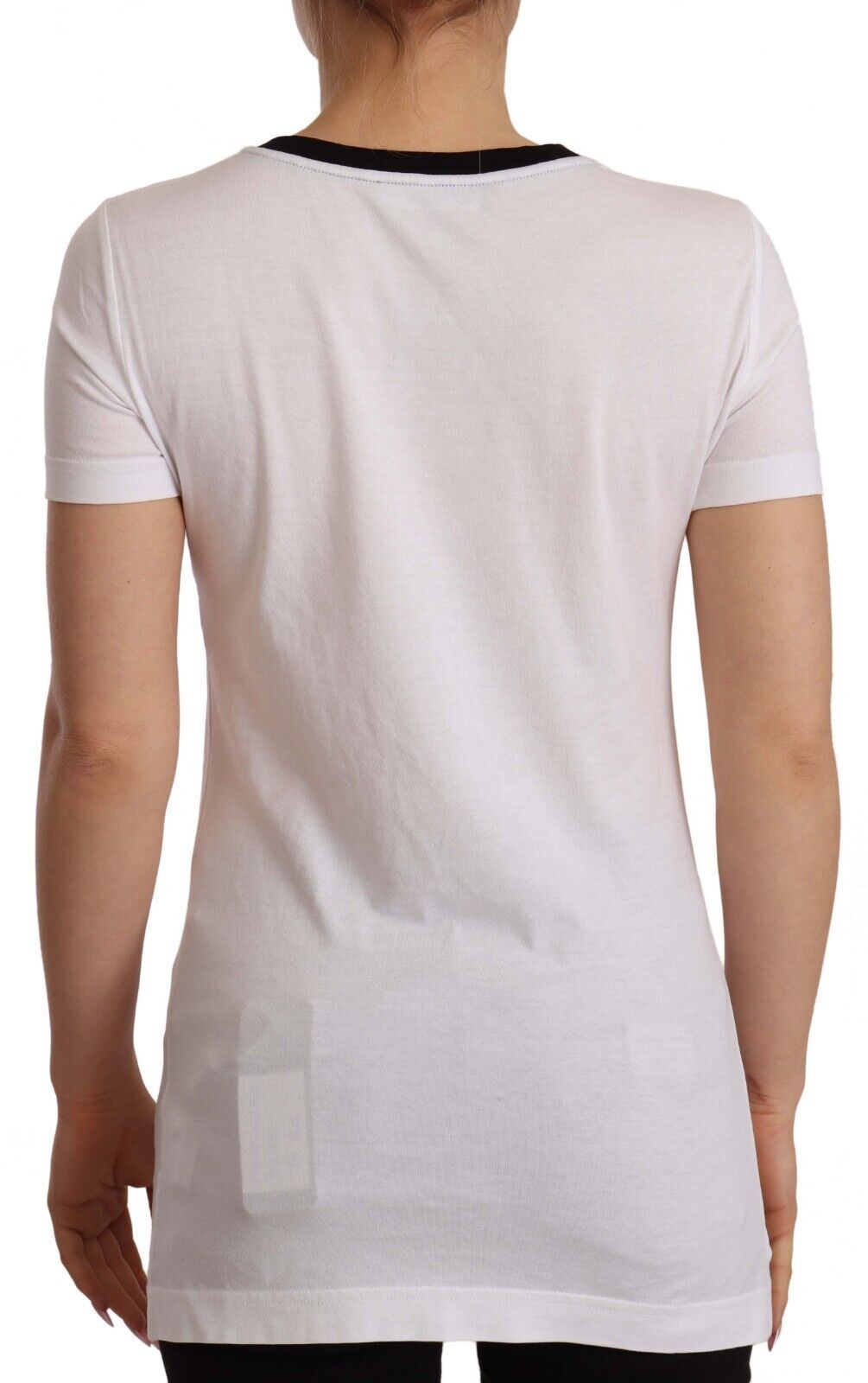 Chic White Round Neck Cotton Tee