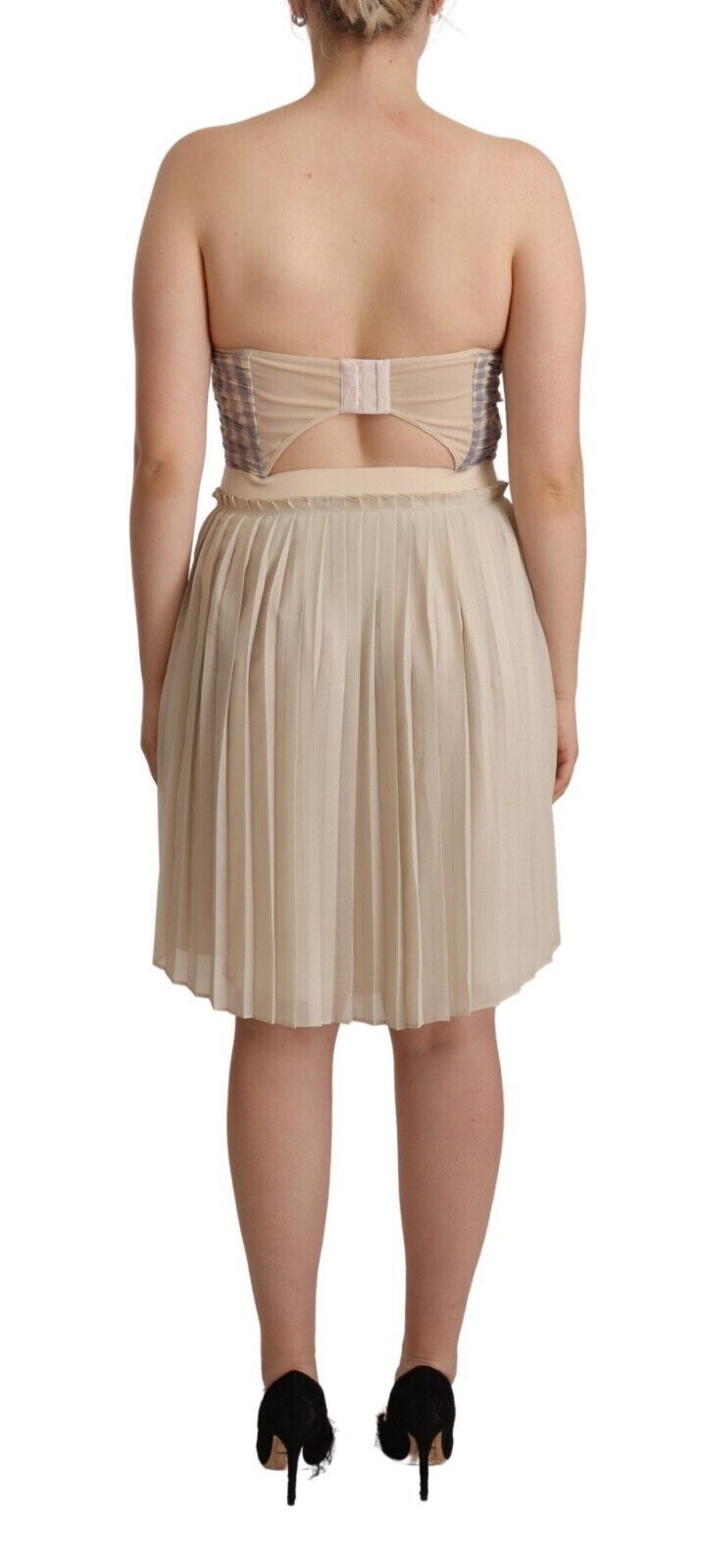 Chic Beige Strapless A-Line Dress