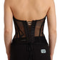 Black Viscose Bustier Corset Strapless Top