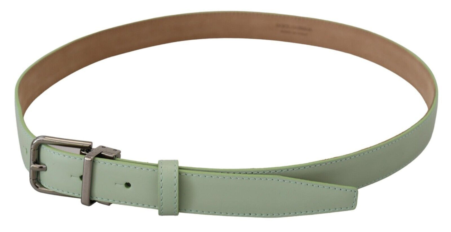 Mint Green Leather Silver Tone Metal Buckle