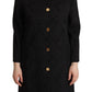 Black Brocade Polyester Long Sleeves Jacket