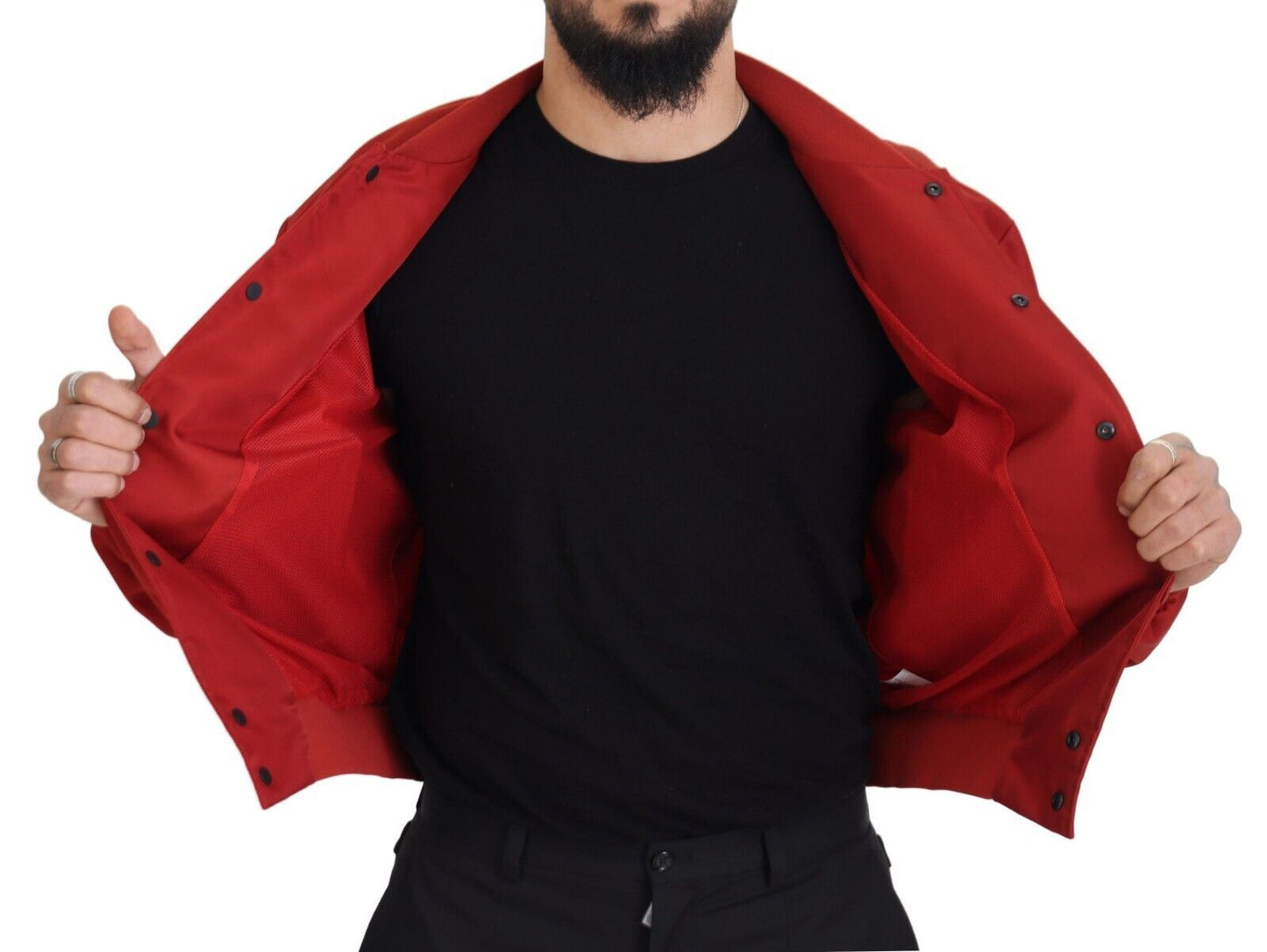 Radiant Red Nylon Bomber Jacket