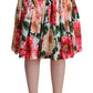 Elegant Pleated Floral A-Line Skirt