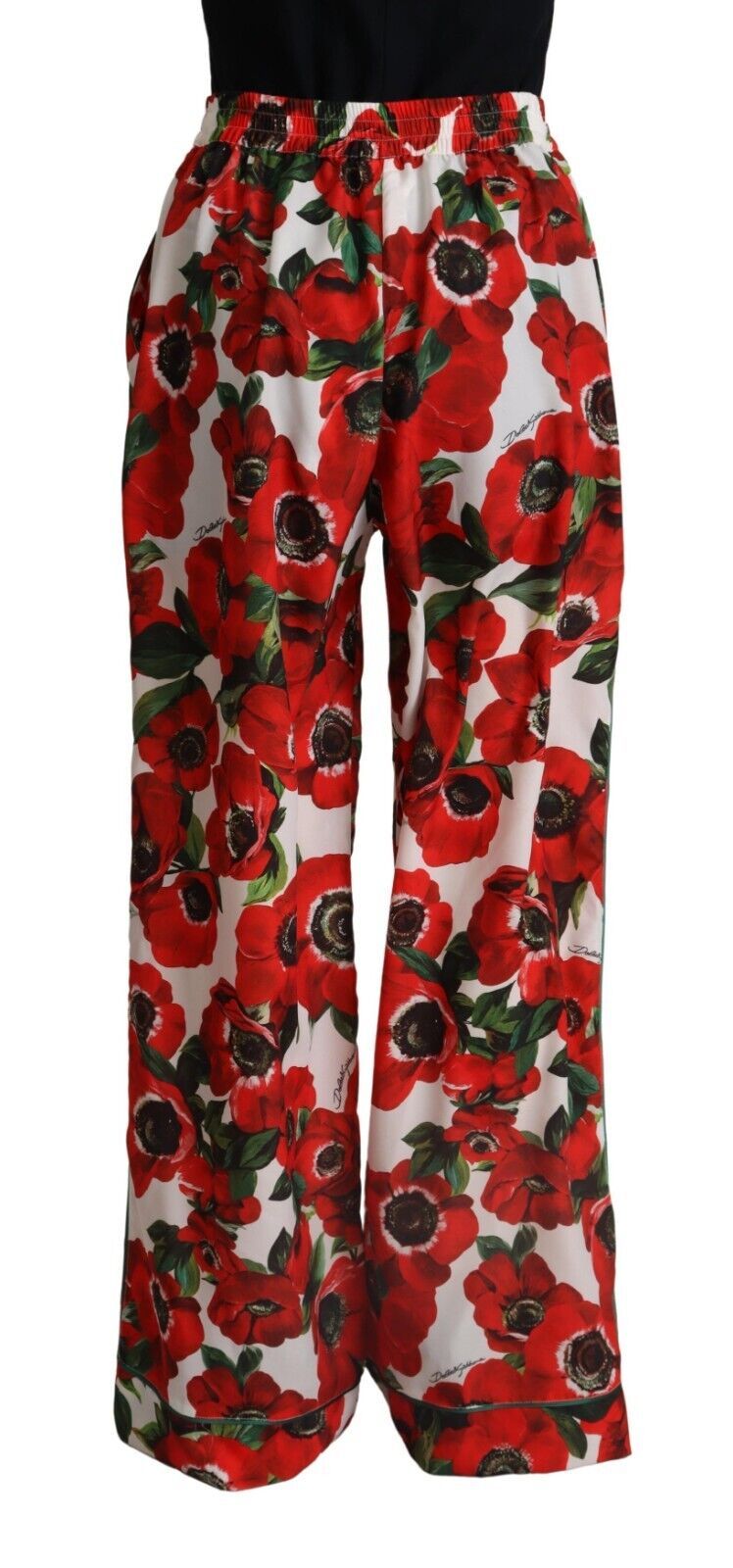 Elegant Anemone Print Wide Leg Pants