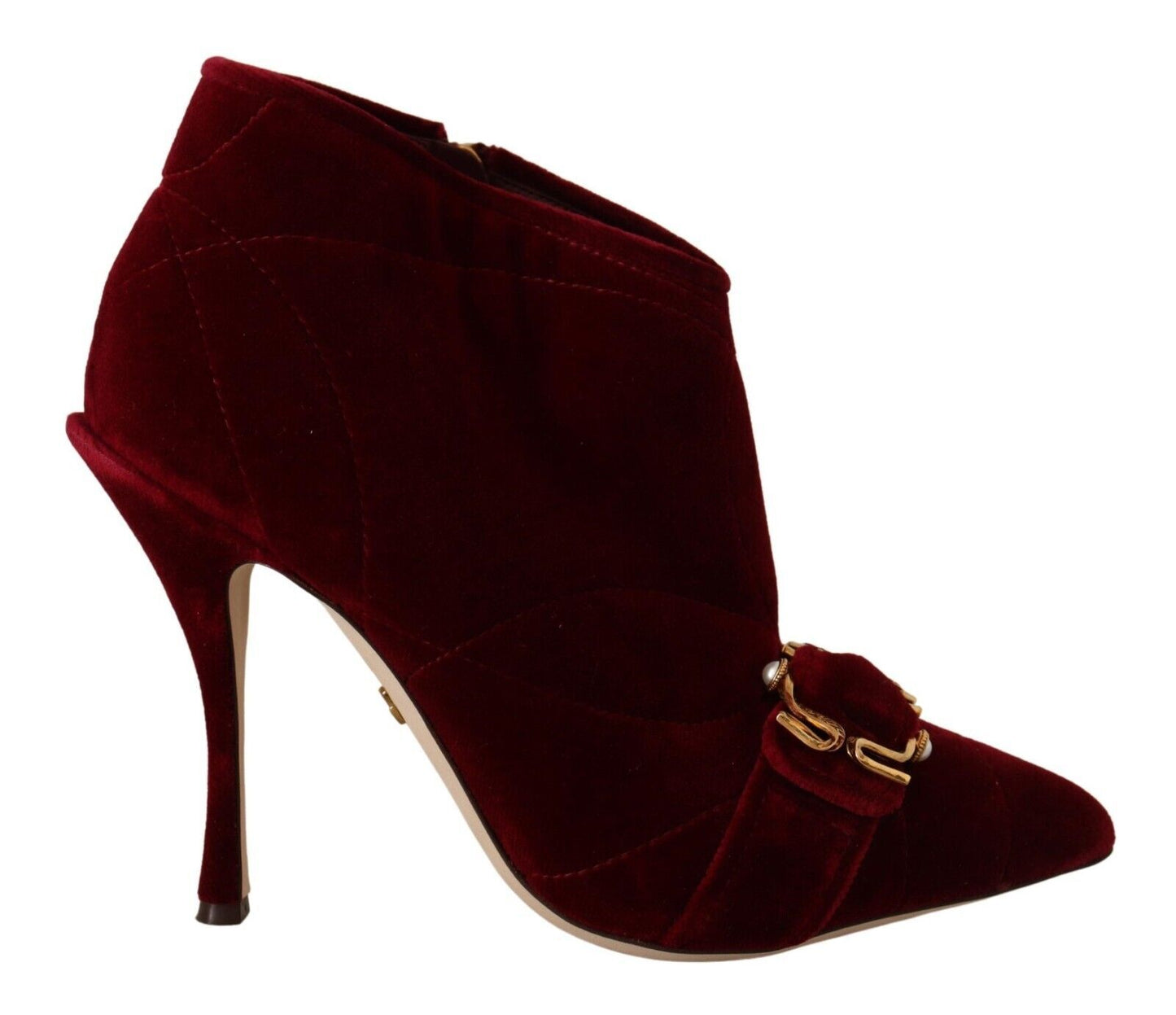 Elegant Bordeaux Velvet Ankle Boots