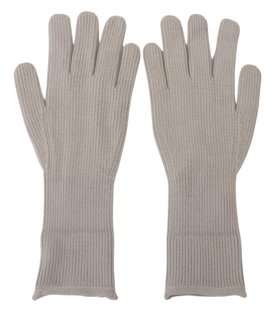 Elegant Light Gray Cashmere Gloves