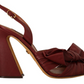 Burgundy Bow Applique Leather Heels