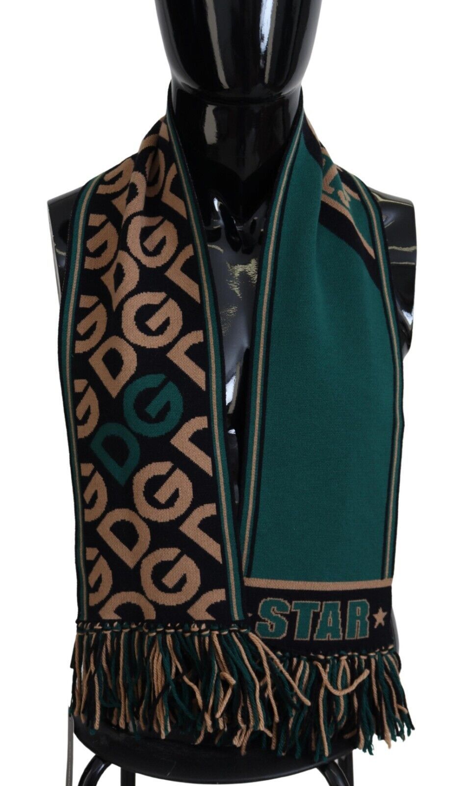 Elegant Green Wool Cashmere Men's Scarf