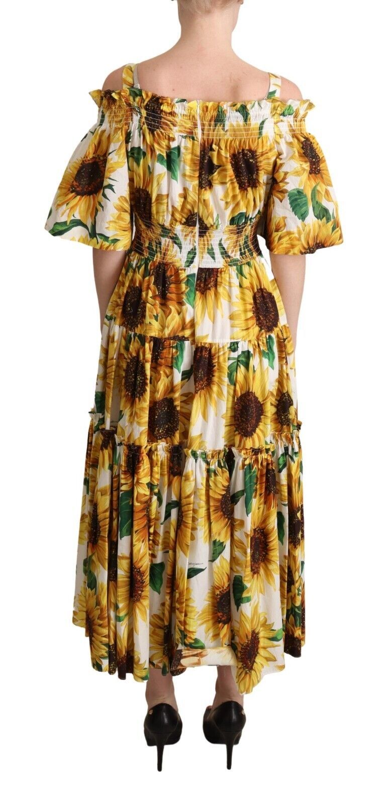 Sunflower Elegance Open Shoulder Dress