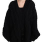 Black Wool Cashmere Knit Cardigan Sweater