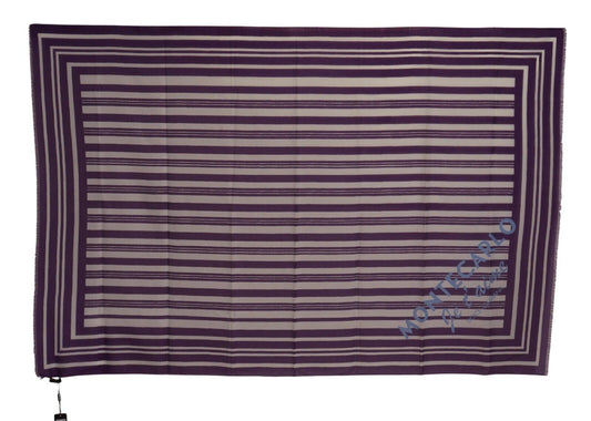 Elegant Striped Logo Cotton Scarf