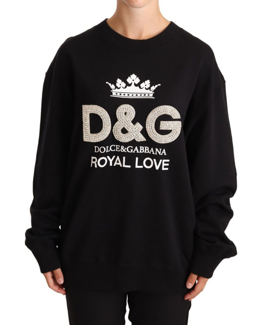 Crystal Logo Embellished Cotton Sweatshirt