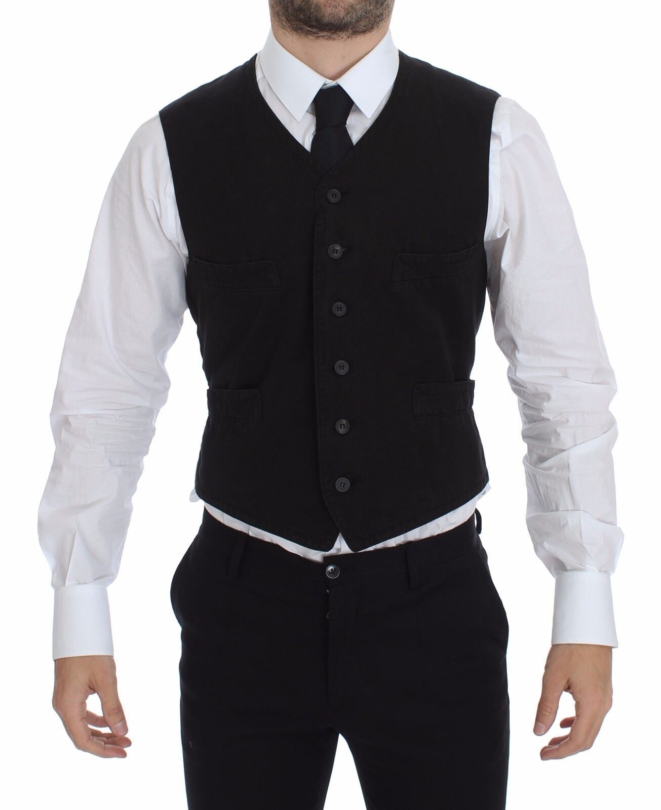 Black Flax Cotton Dress Vest Blazer