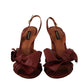 Burgundy Bow Applique Leather Heels