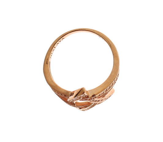 Pink Gold Plated Silver CZ Crystal Ring